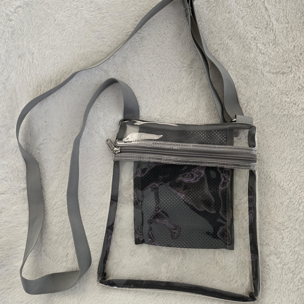 Clear Gray Crossbody Bag with Inner Pouch